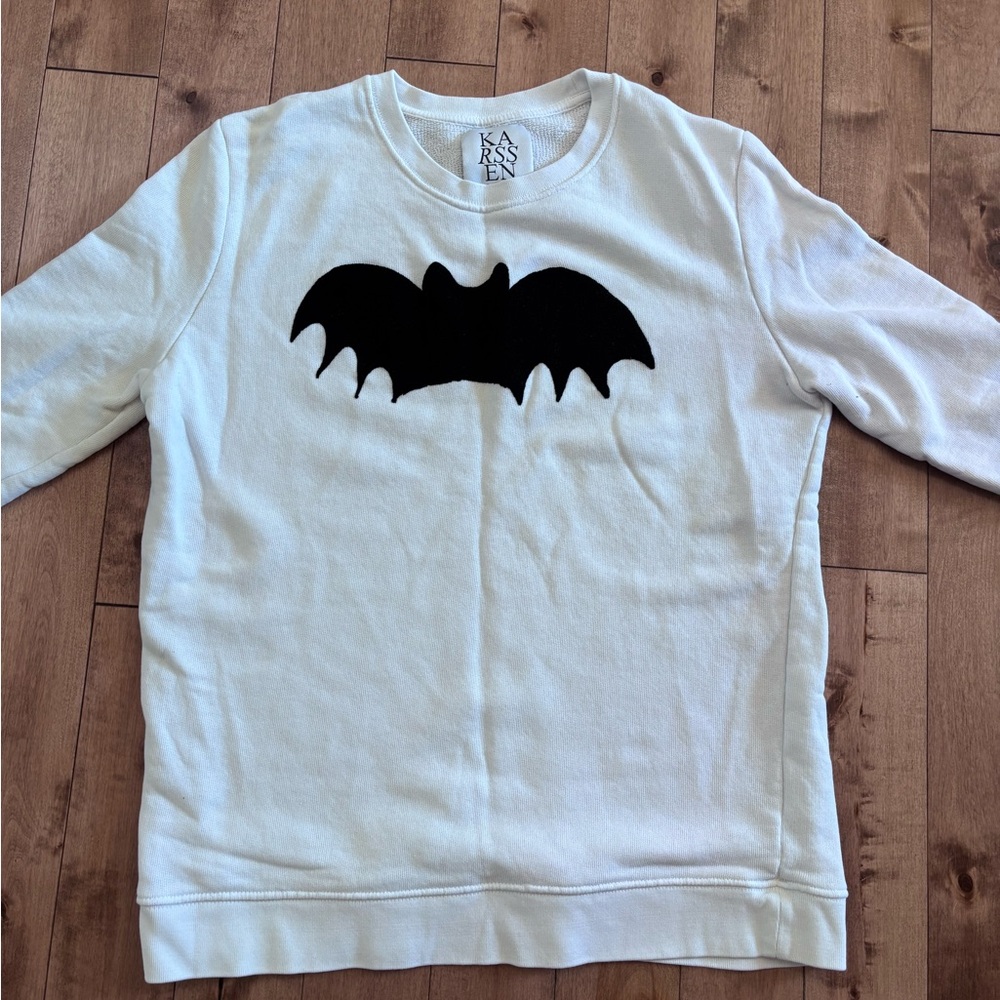 Zoe Karssen bat crew neck black and white sweatshirt Extra small